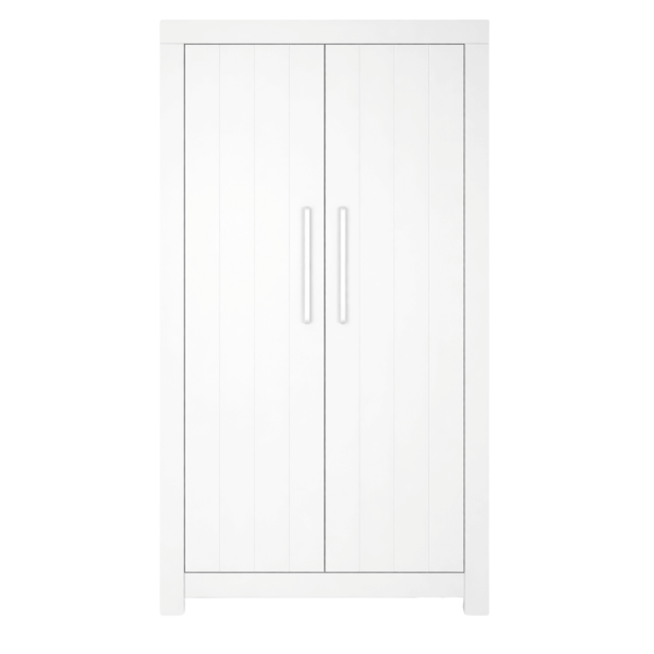 Szafa 2-drzwiowa CALMO w białym kolorze z półkami i drążkiem do pokoju dziecięcego