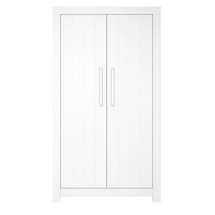 Szafa 2-drzwiowa CALMO w białym kolorze z półkami i drążkiem do pokoju dziecięcego