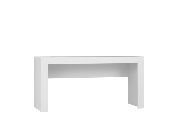 Białe biurko Calmo dla nastolatka z dużym blatem, wykonane z MDF, możliwość dodania kontenerka do przechowywania