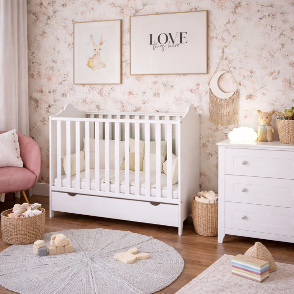 Łóżeczko niemowlęce 120x60cm 2w1 GLAMOUR z szufladą