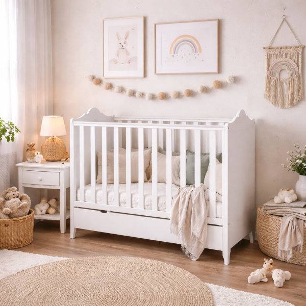 Łóżeczko niemowlęce 120x60cm 2w1 GLAMOUR z szufladą