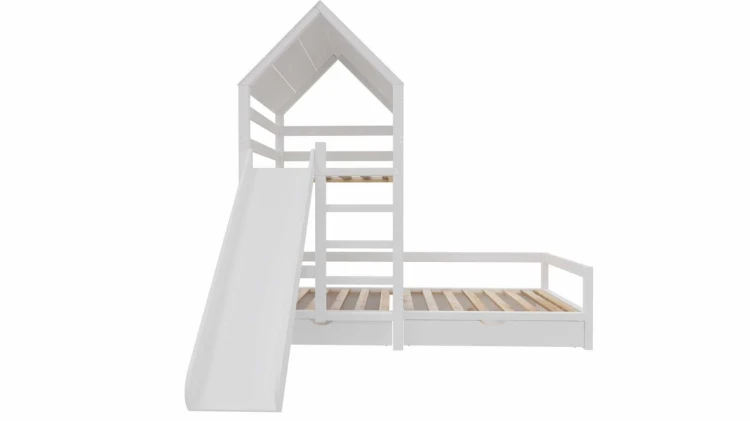 łóżko dziecięce drewniane domek Aleksander z bocianim gniazdem wykonane z litego drewna sosnowego