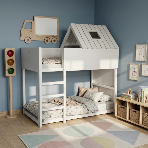 łóżko piętrowe dziecięce Noe drewniane łóżko domek z litego drewna sosnowego