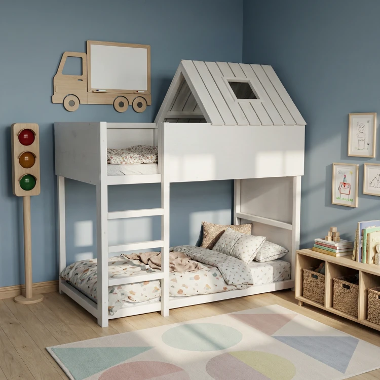 łóżko piętrowe dziecięce Noe drewniane łóżko domek z litego drewna sosnowego