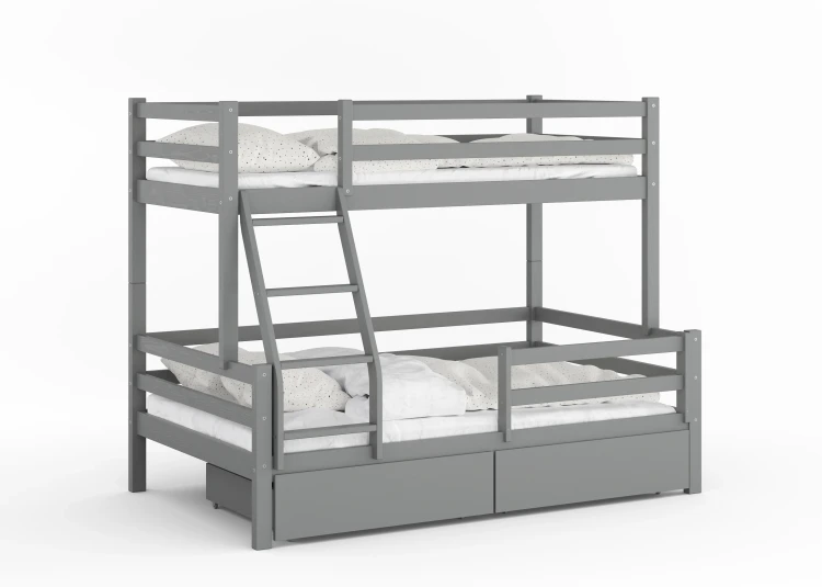 Drewniane Łóżko Piętrowe z szufladami Korro - różne kolory i rozmiary