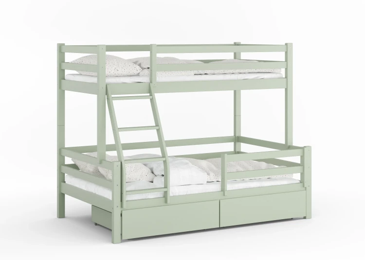 Drewniane Łóżko Piętrowe z szufladami Korro - różne kolory i rozmiary