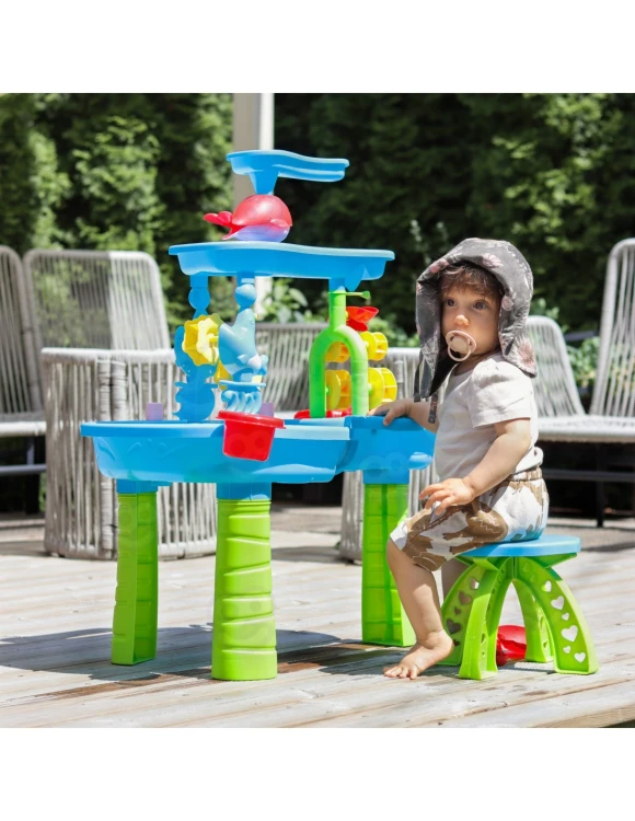 stolik wodny dla dzieci WOOPIE z 3 poziomami, wodospadem i akcesoriami do zabawy wodą i piaskiem