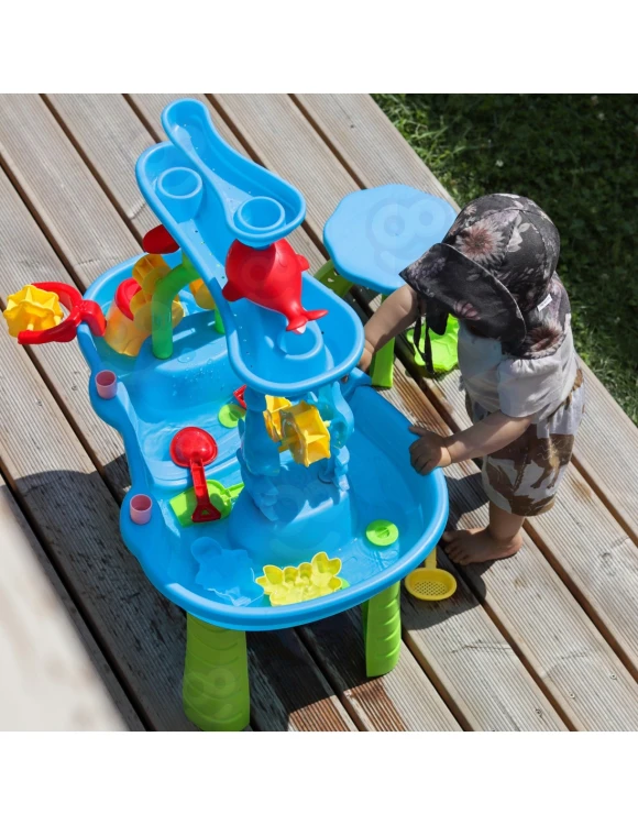stolik wodny dla dzieci WOOPIE z 3 poziomami, wodospadem i akcesoriami do zabawy wodą i piaskiem