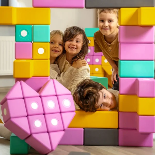 klocki magnetyczne piankowe TUKI SMART dla dzieci, zestaw sensoryczny do przedszkola i terapii integracji sensorycznej zestaw 340 elementów