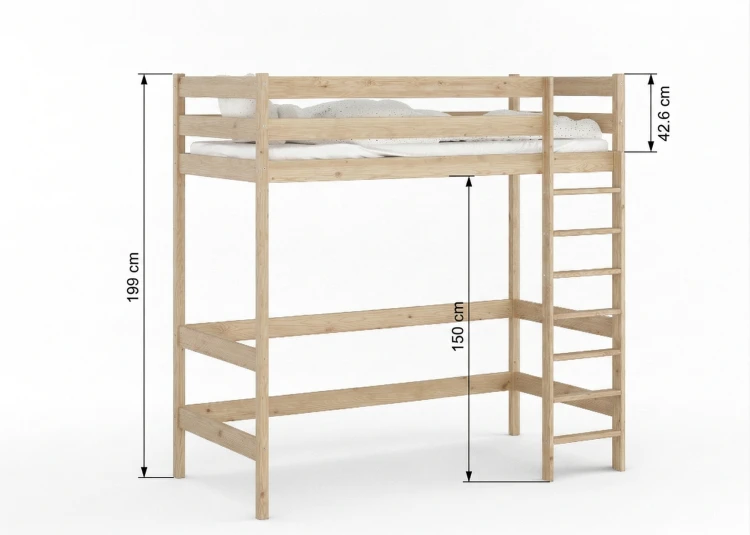 Łóżko Antresola 1 Osobowa Alti - Surowe