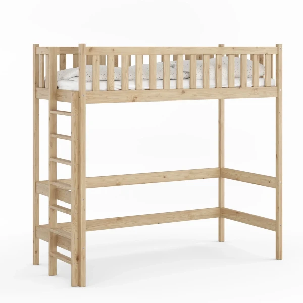 Drewniane Łóżko Piętrowe na antresoli LIVO - różne kolory i rozmiary SOSNA