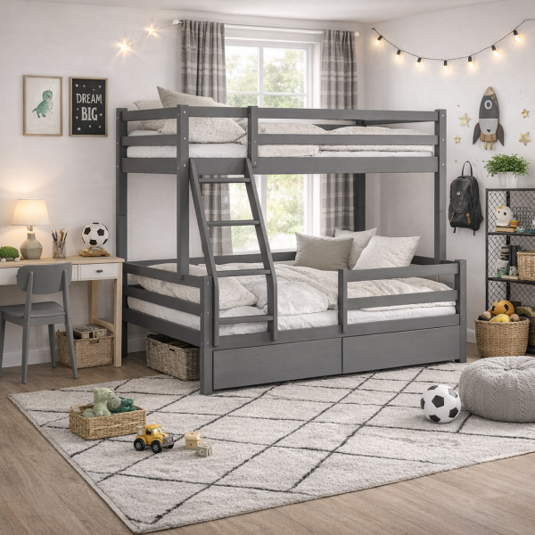 Nowoczesny pokój dziecięcy z piętrowym łóżkiem Korro