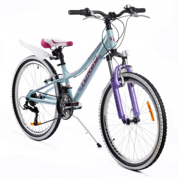 Rower dziecięcy MTB 24” aluminiowy Turkus | rower górski junior Shimano 21 biegów