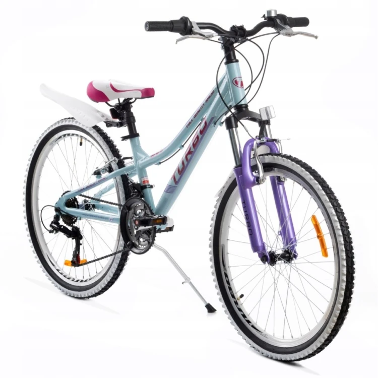 Rower dziecięcy MTB 24” aluminiowy Turkus | rower górski junior Shimano 21 biegów