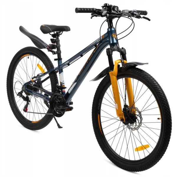 polski rower górski MTB 26 z aluminiową ramą, napędem Shimano, amortyzacją i hamulcami tarczowymi, wstępnie złożony i wyregulowany