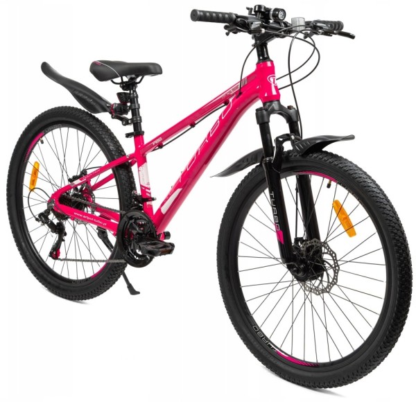 Różowy rower górski MTB 26 cali Shimano aluminiowy dla dziewczynki na komunię