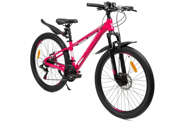 Różowy rower górski MTB 26 cali Shimano aluminiowy dla dziewczynki na komunię