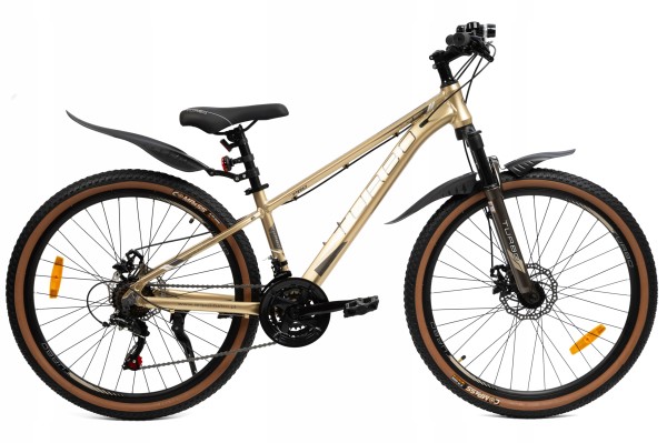 Rower MTB 26” aluminiowy Złoty– Shimano 21 biegów, hamulce tarczowe | lekki rower górski do miasta i terenu