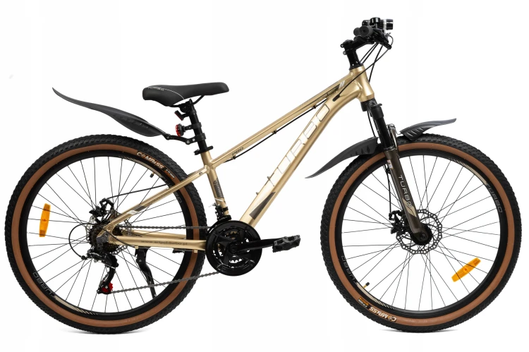 Rower MTB 26” aluminiowy Złoty– Shimano 21 biegów, hamulce tarczowe | lekki rower górski do miasta i terenu