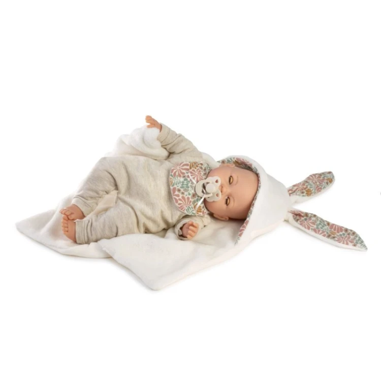 Lalka Bimba 37 cm Antonio Juan płacząca bobas z kocykiem królik i smoczkiem