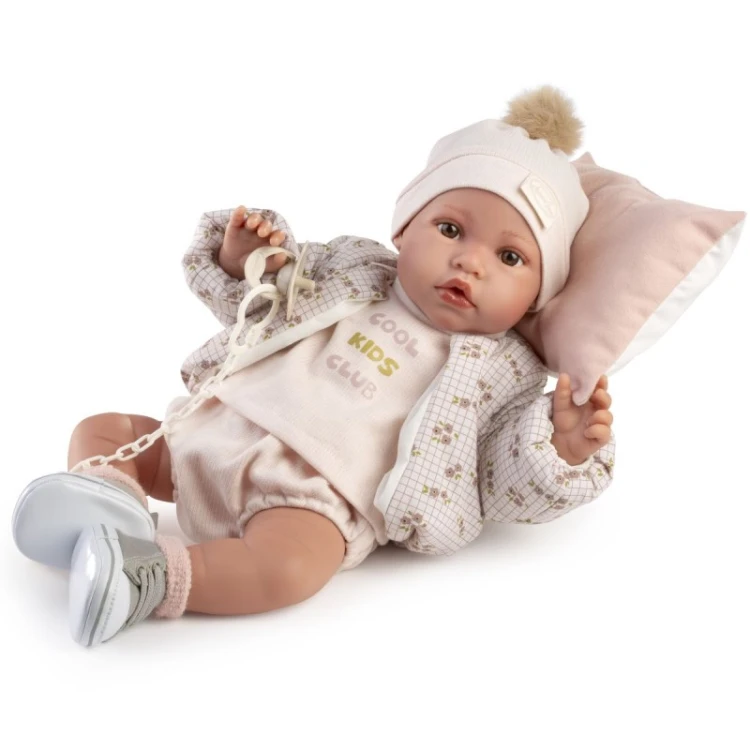 Lalka Erika 42 cm Antonio Juan realistyczna lalka z poduszką i kurtką