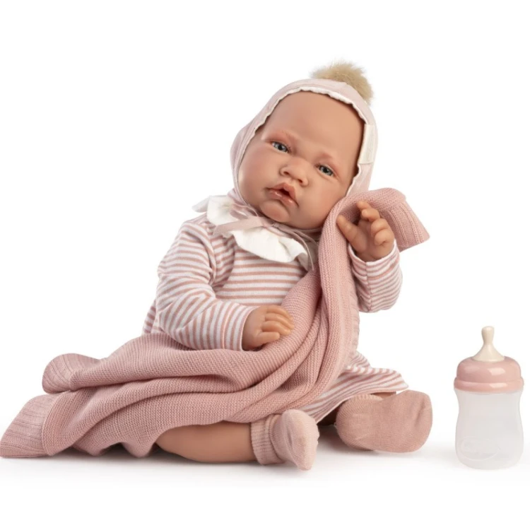 Lalka Lua 42 cm Antonio Juan realistyczna lalka z kocykiem i butelką
