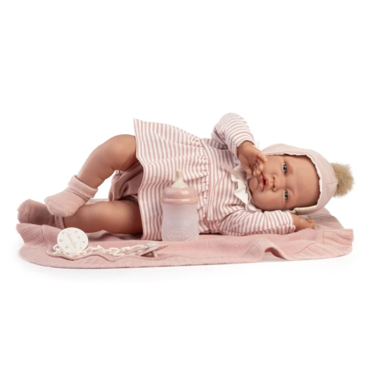 Lalka Lua 42 cm Antonio Juan realistyczna lalka z kocykiem i butelką