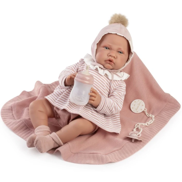 Lalka Lua 42 cm Antonio Juan realistyczna lalka z kocykiem i butelką