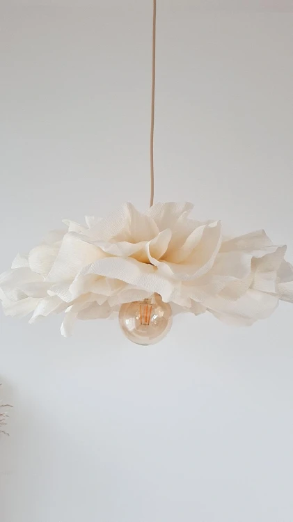 ręcznie robiona lampa ecru boho