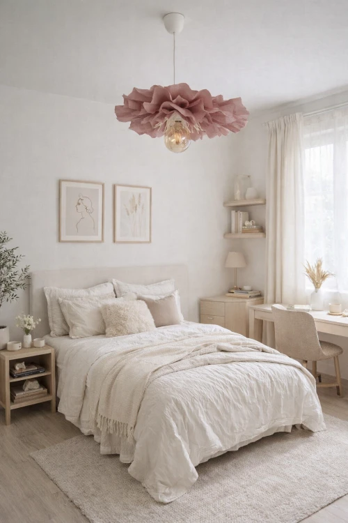 lampa sufitowa kwiat brudny róż