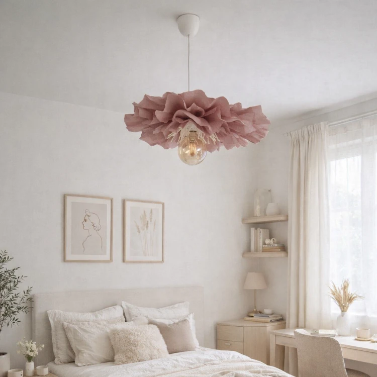 lampa sufitowa kwiat brudny róż