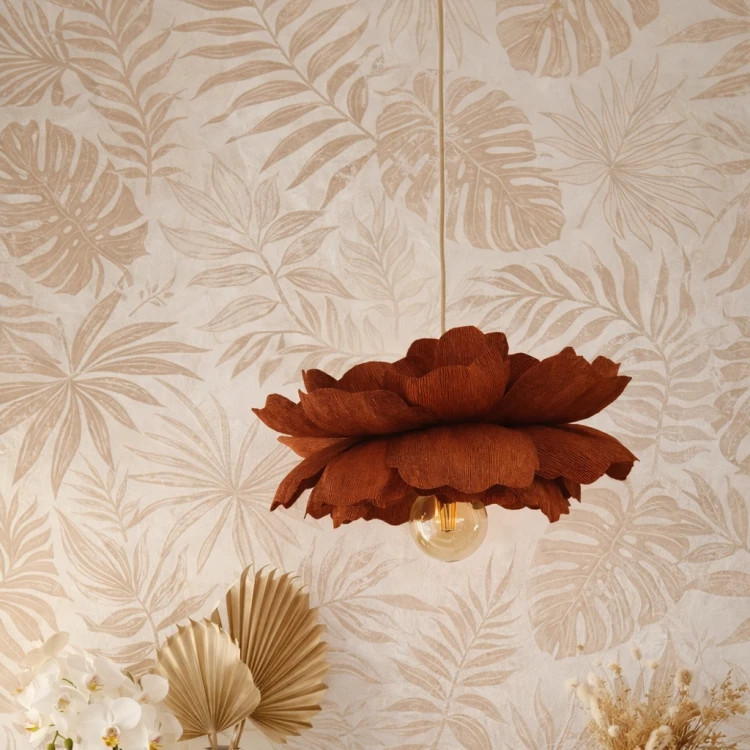 Lampa wisząca Peonia w kolorze terakota – dekoracyjna lampa do pokoju dziecięcego w kształcie kwiatu