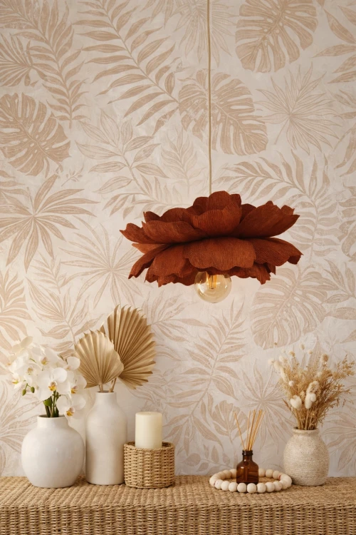 Lampa wisząca Peonia w kolorze terakota – dekoracyjna lampa do pokoju dziecięcego w kształcie kwiatu