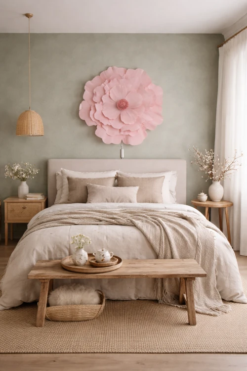 Lampka nocna LED ścienna w kształcie jasnoróżowego kwiatu – dekoracyjna lampka do pokoju dziecka