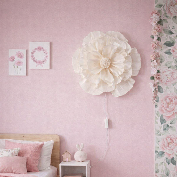 Lampka nocna ścienna w kształcie kremowego kwiatu – dekoracyjne oświetlenie do pokoju dziecka i sypialni