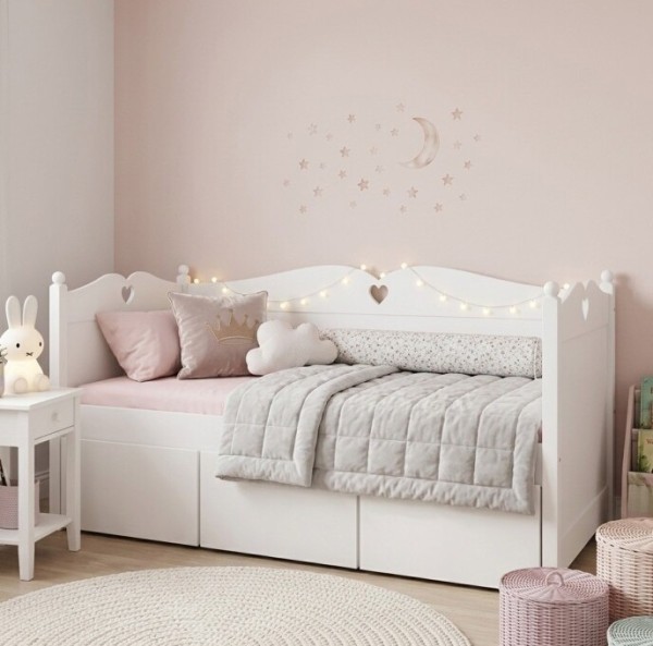 Białe, drewniane łóżko-sofa julie z trzema szufladami-90x200.jpg