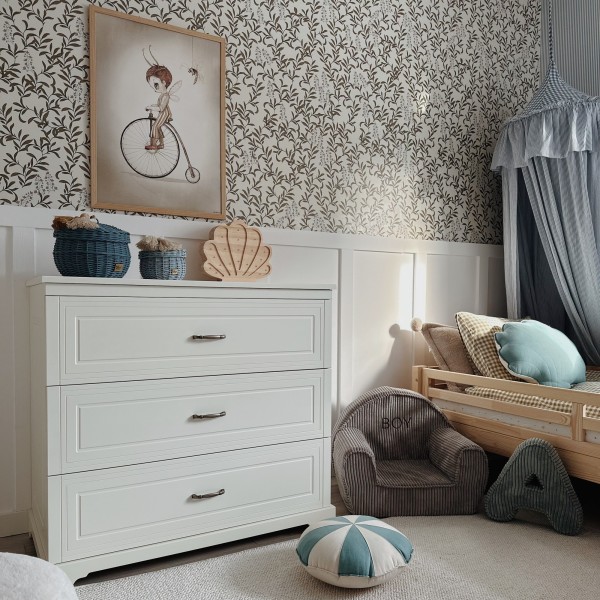 Drewniana Komoda dla Dzieci z Przewijakiem Biała Melody