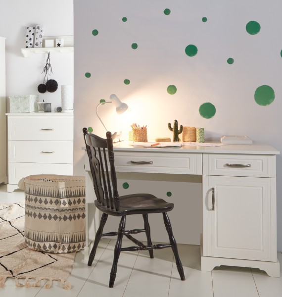 Drewniane biurko dla dzieci białe Melody – widok z przodu