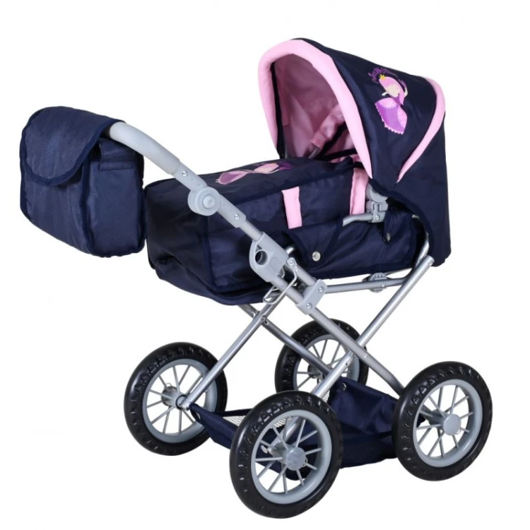 wózek dla lalek Ruby Princess Blue Knorr Toys 63142 granatowo różowy z torbą i regulowaną rączką