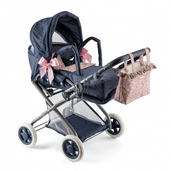 wózek dla lalek ASI Martina 3712013 granatowy 3w1 z gondolą i torbą dla lalek 36 46 cm