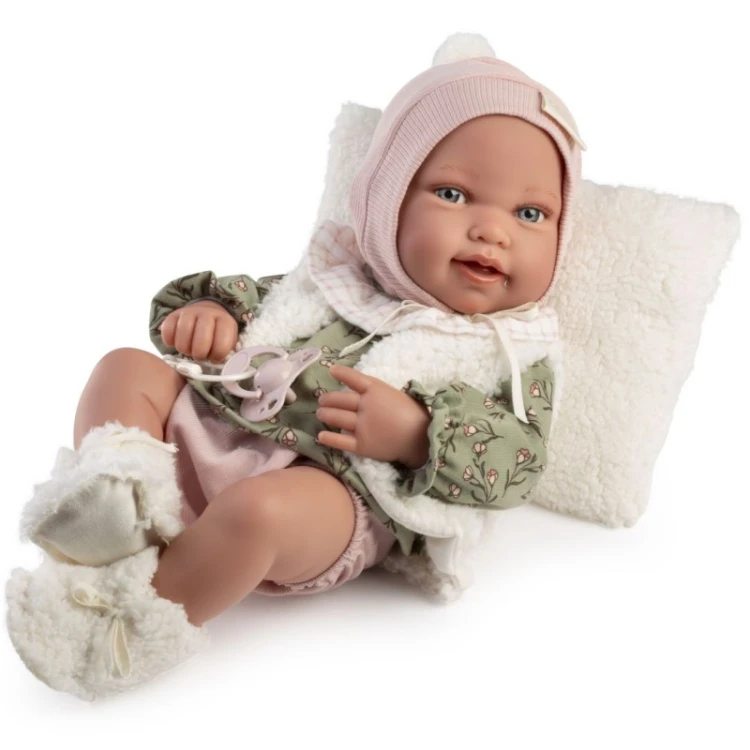 lalka Pipa Antonio Juan 50430 realistyczny bobas 42 cm z poduszką i ubrankiem