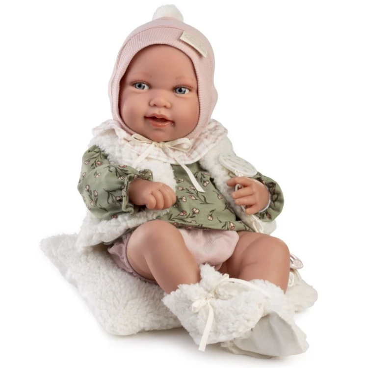 lalka Pipa Antonio Juan 50430 realistyczny bobas 42 cm z poduszką i ubrankiem