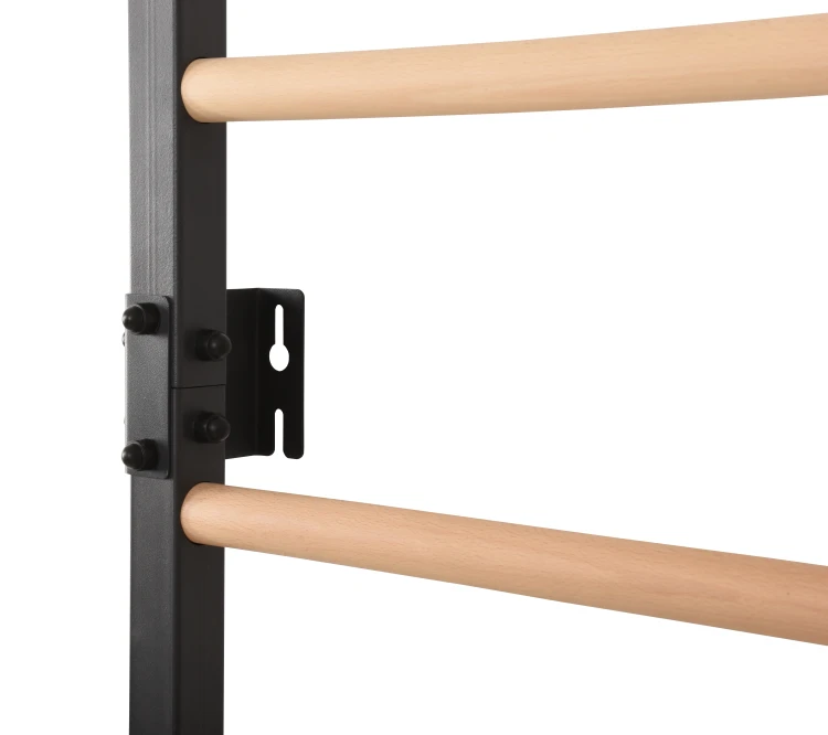 drabinka gimnastyczna STEEL PURE grafit z drążkiem i drewnianymi szczeblami do ćwiczeń w domu