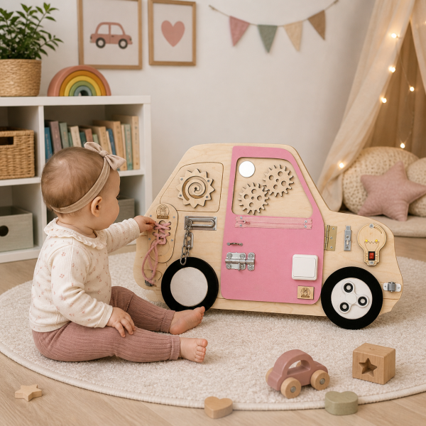 tablica manipulacyjna auto różowe dla dzieci