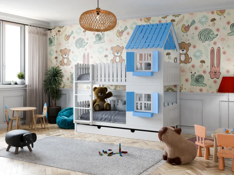 DOMEK ŁÓŻKO DREAM BEDS - WIZUALIZACJA NIEBIESKIE
