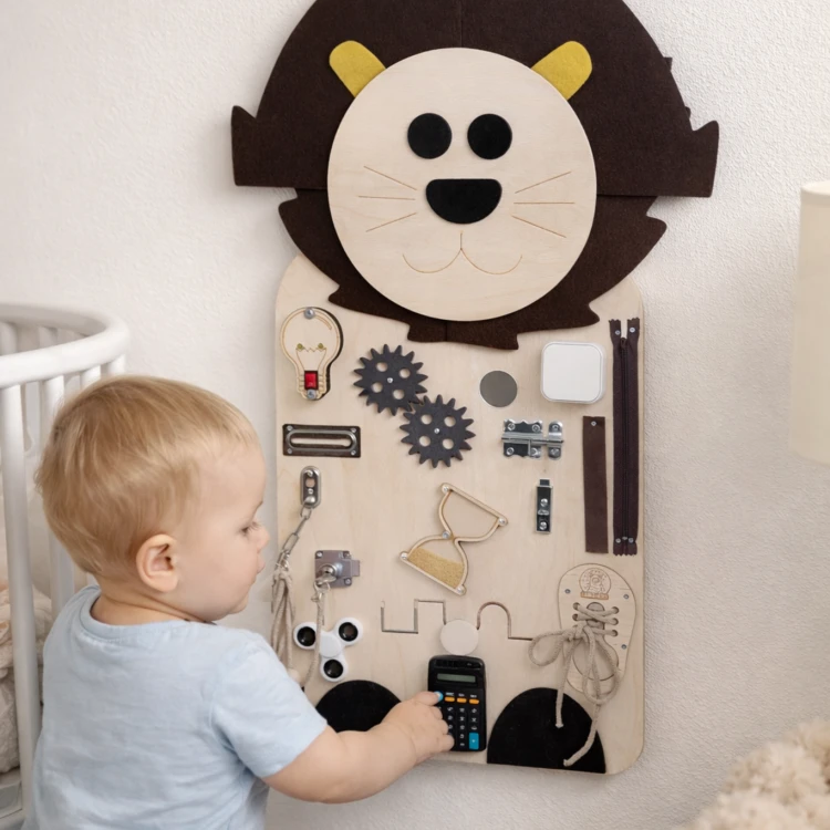 Tablica manipulacyjna Lew – sensoryczna tablica edukacyjna dla dzieci
