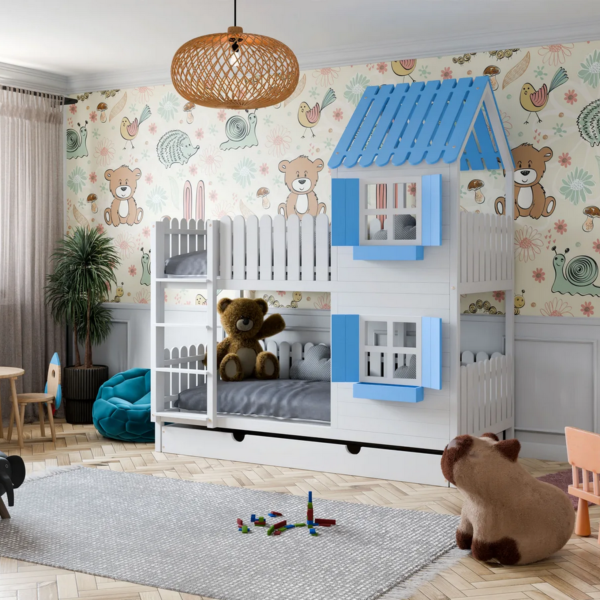 DOMEK ŁÓŻKO DREAM BEDS - WIZUALIZACJA NIEBIESKIE