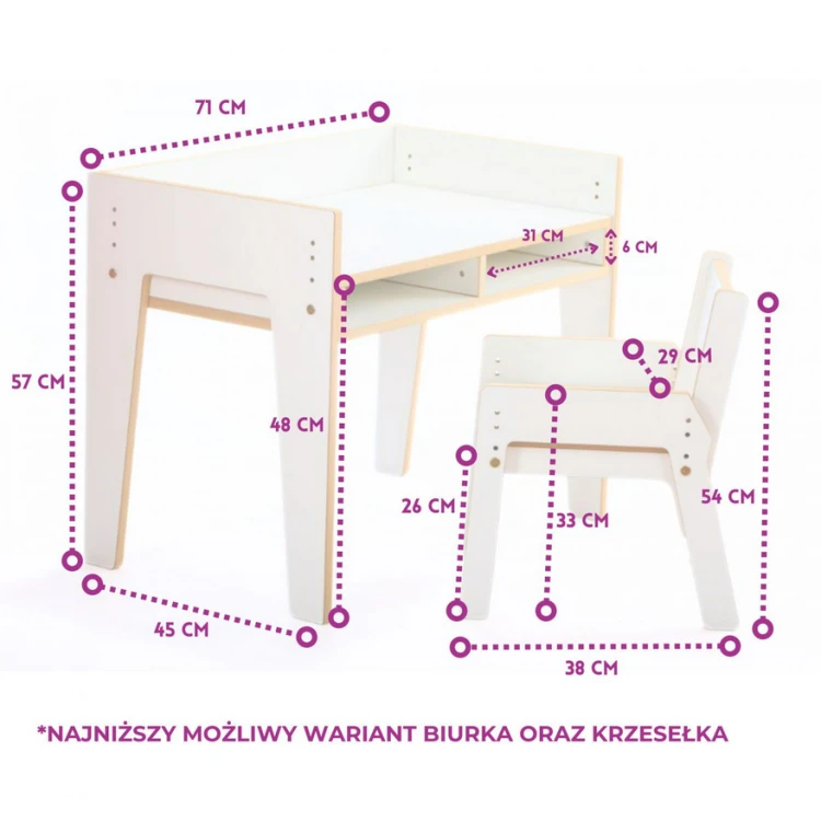 Biurko dziecięce Regulowane DUO