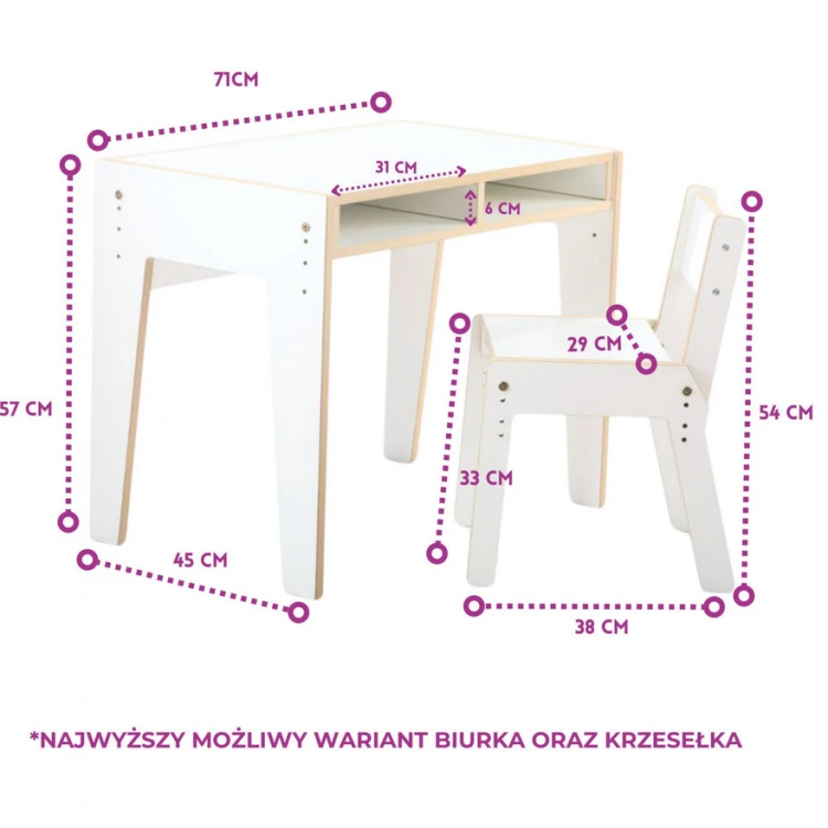 Biurko dziecięce Regulowane DUO