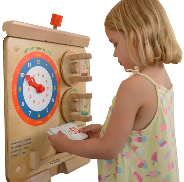 Drewniana tablica edukacyjna Masterkidz do nauki odczytywania zegara